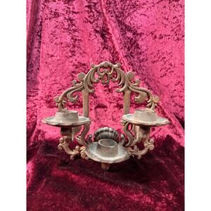 Antique Home Decor - Cast Iron 3 Candle Sconce - Dark Gothic Style Fixture